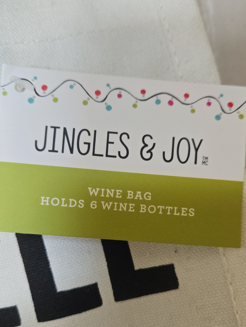 New Jingles & Joy "Drinks Well With Others" Wine Tote Bag - Picture 2 of 7